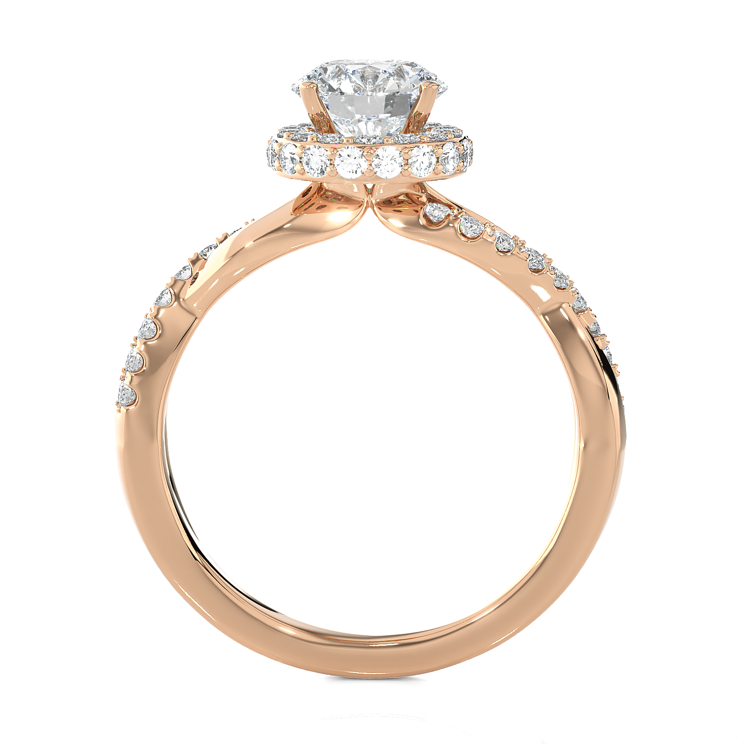 1 1/2 ctw Round Lab Grown Diamond Halo Engagement Ring