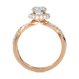 1 1/2 ctw Round Lab Grown Diamond Halo Engagement Ring