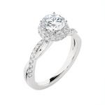 1 1/2 ctw Round Lab Grown Diamond Halo Engagement Ring