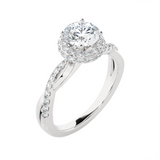 1 1/2 ctw Round Lab Grown Diamond Halo Engagement Ring