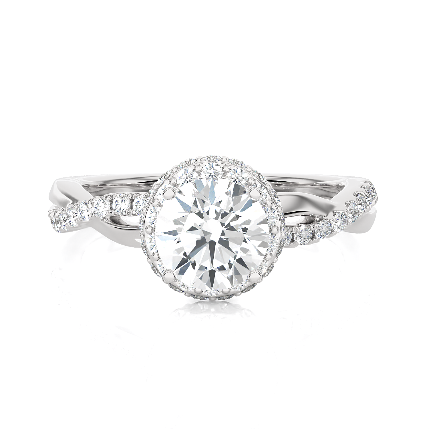 1 1/2 ctw Round Lab Grown Diamond Halo Engagement Ring