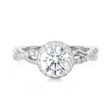 1 1/2 ctw Round Lab Grown Diamond Halo Engagement Ring
