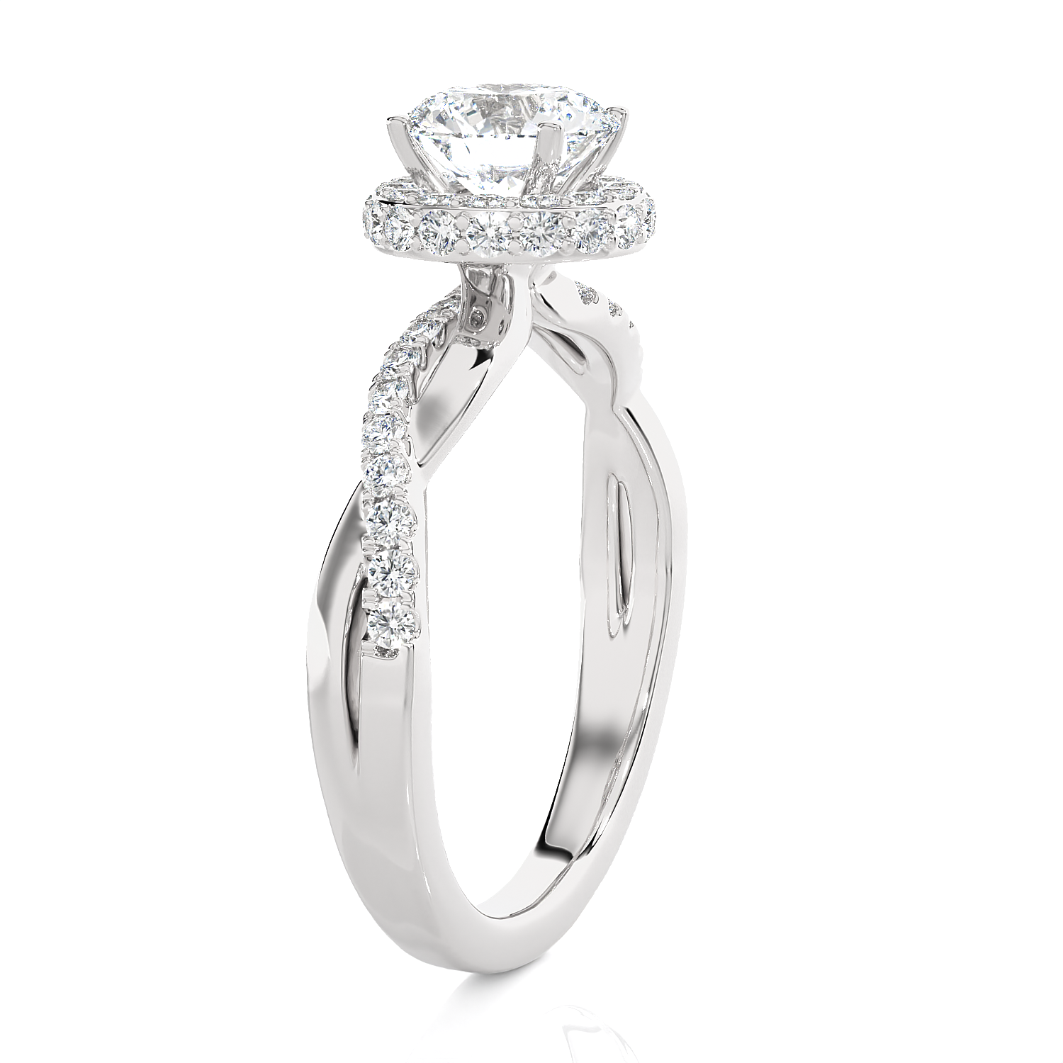1 1/2 ctw Round Lab Grown Diamond Halo Engagement Ring