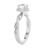 1 1/2 ctw Round Lab Grown Diamond Halo Engagement Ring