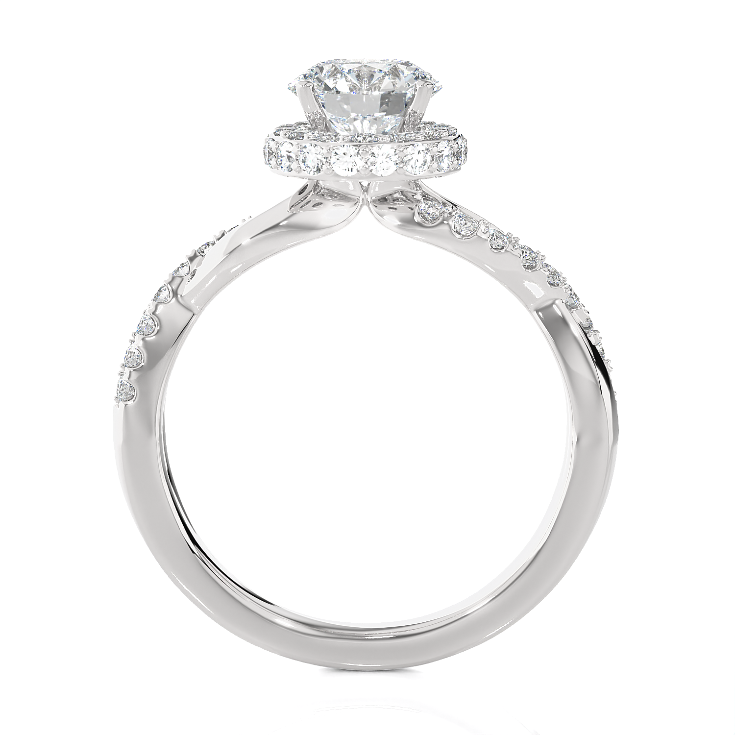 1 1/2 ctw Round Lab Grown Diamond Halo Engagement Ring