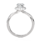 1 1/2 ctw Round Lab Grown Diamond Halo Engagement Ring