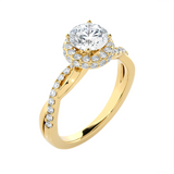 1 1/2 ctw Round Lab Grown Diamond Halo Engagement Ring