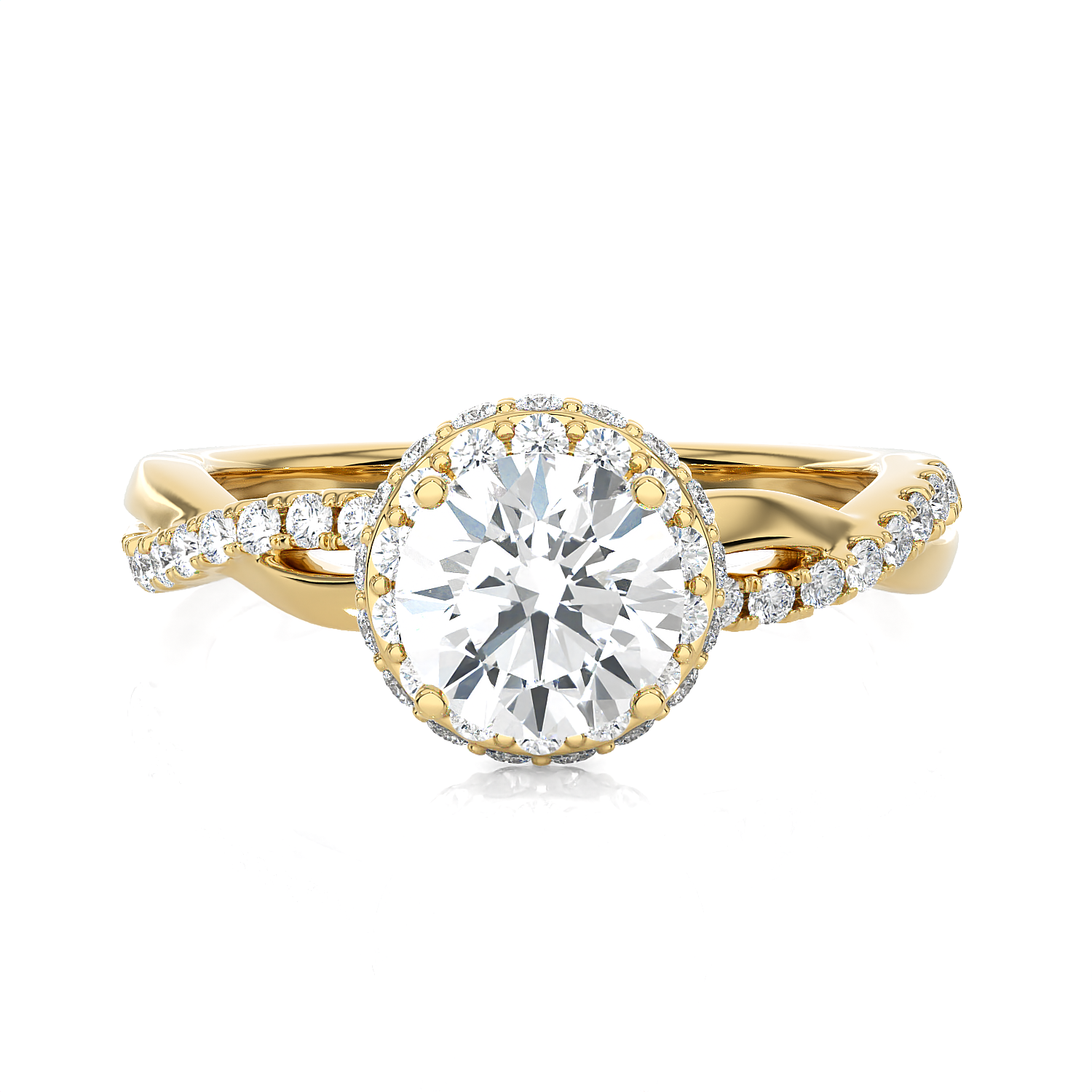 1 1/2 ctw Round Lab Grown Diamond Halo Engagement Ring