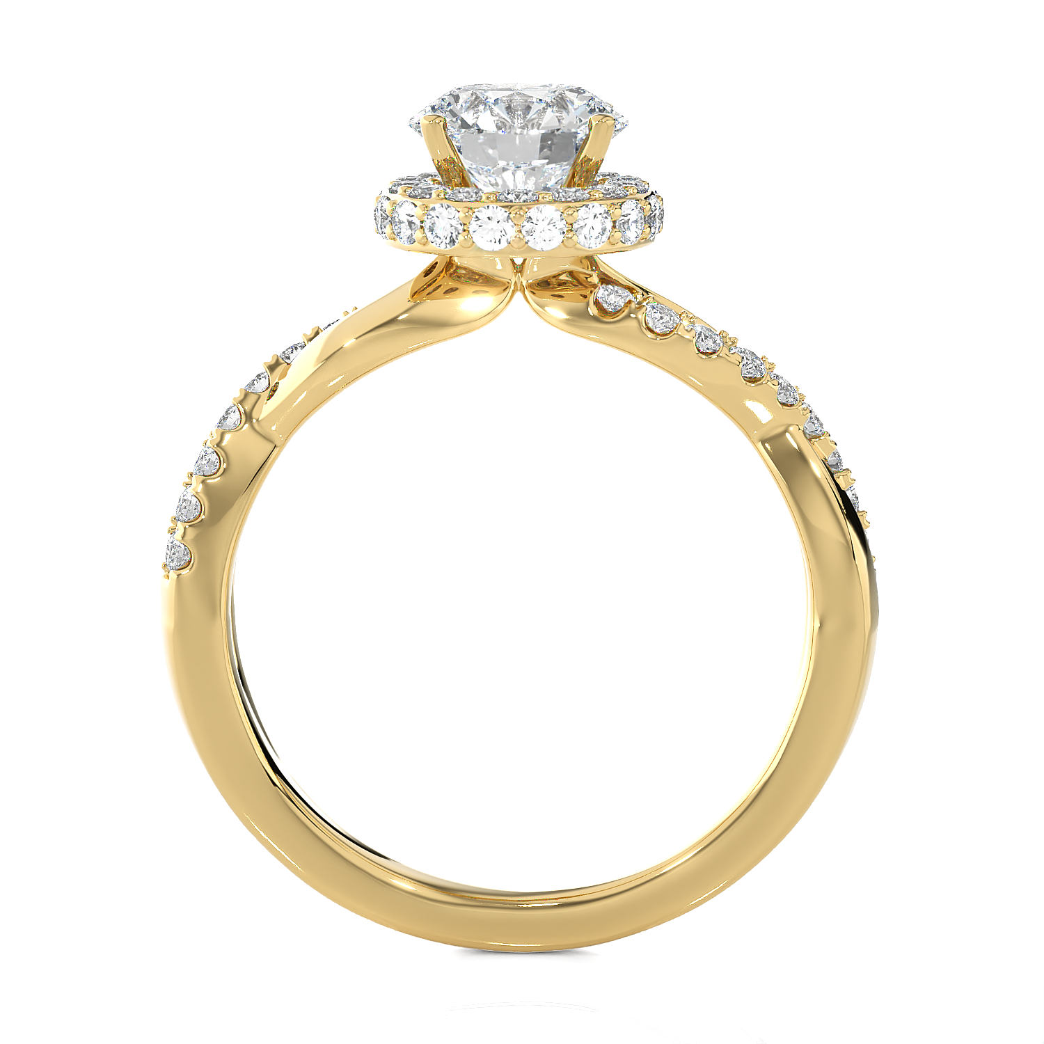 1 1/2 ctw Round Lab Grown Diamond Halo Engagement Ring