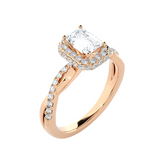 Emerald-Cut Lab Grown Diamond Halo Engagement Ring