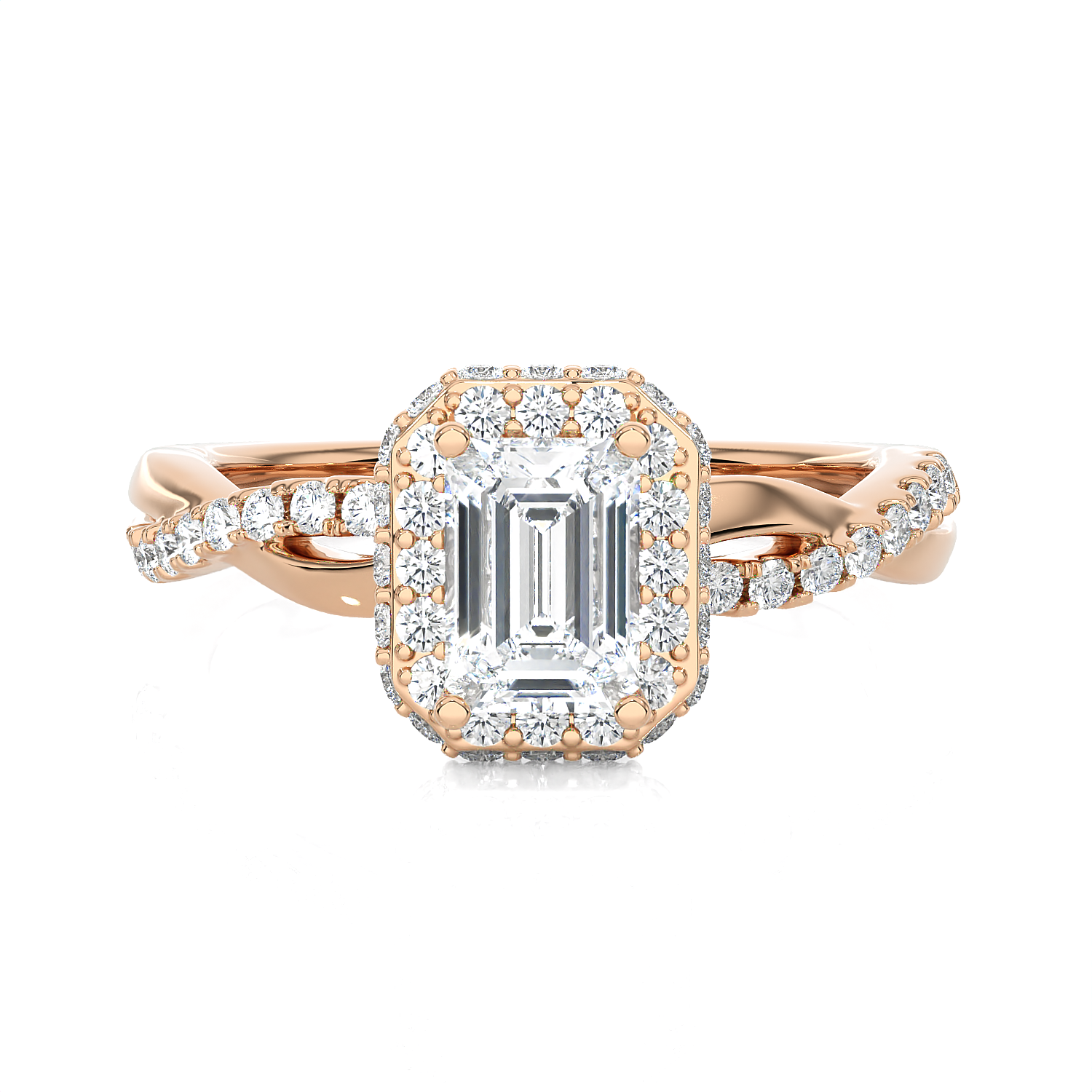 Emerald-Cut Lab Grown Diamond Halo Engagement Ring