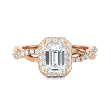 Emerald-Cut Lab Grown Diamond Halo Engagement Ring
