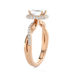 Emerald-Cut Lab Grown Diamond Halo Engagement Ring