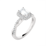 Emerald-Cut Lab Grown Diamond Halo Engagement Ring