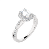 Emerald-Cut Lab Grown Diamond Halo Engagement Ring