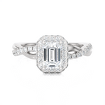 Emerald-Cut Lab Grown Diamond Halo Engagement Ring