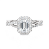 Emerald-Cut Lab Grown Diamond Halo Engagement Ring
