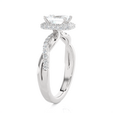 Emerald-Cut Lab Grown Diamond Halo Engagement Ring