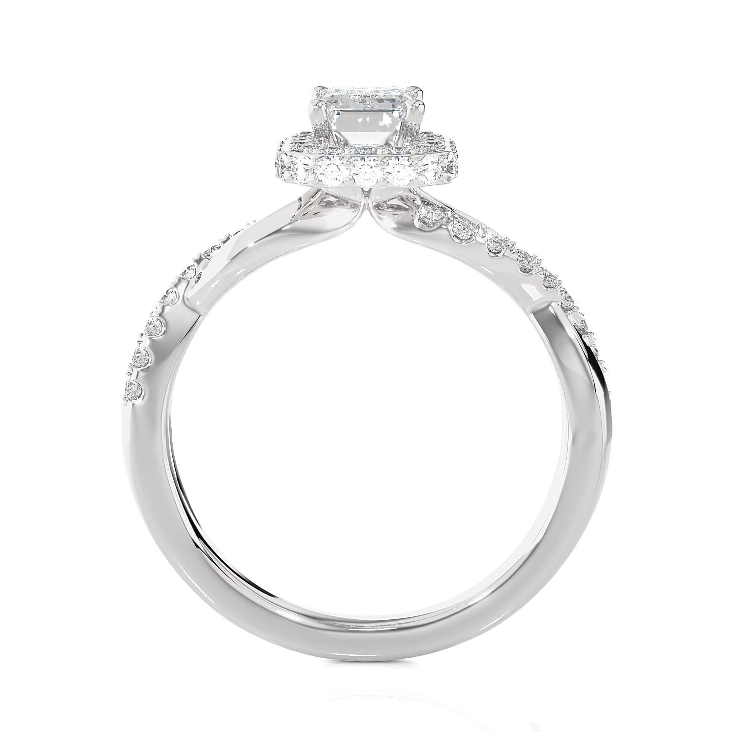 Emerald-Cut Lab Grown Diamond Halo Engagement Ring
