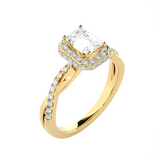 Emerald-Cut Lab Grown Diamond Halo Engagement Ring