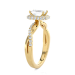 Emerald-Cut Lab Grown Diamond Halo Engagement Ring
