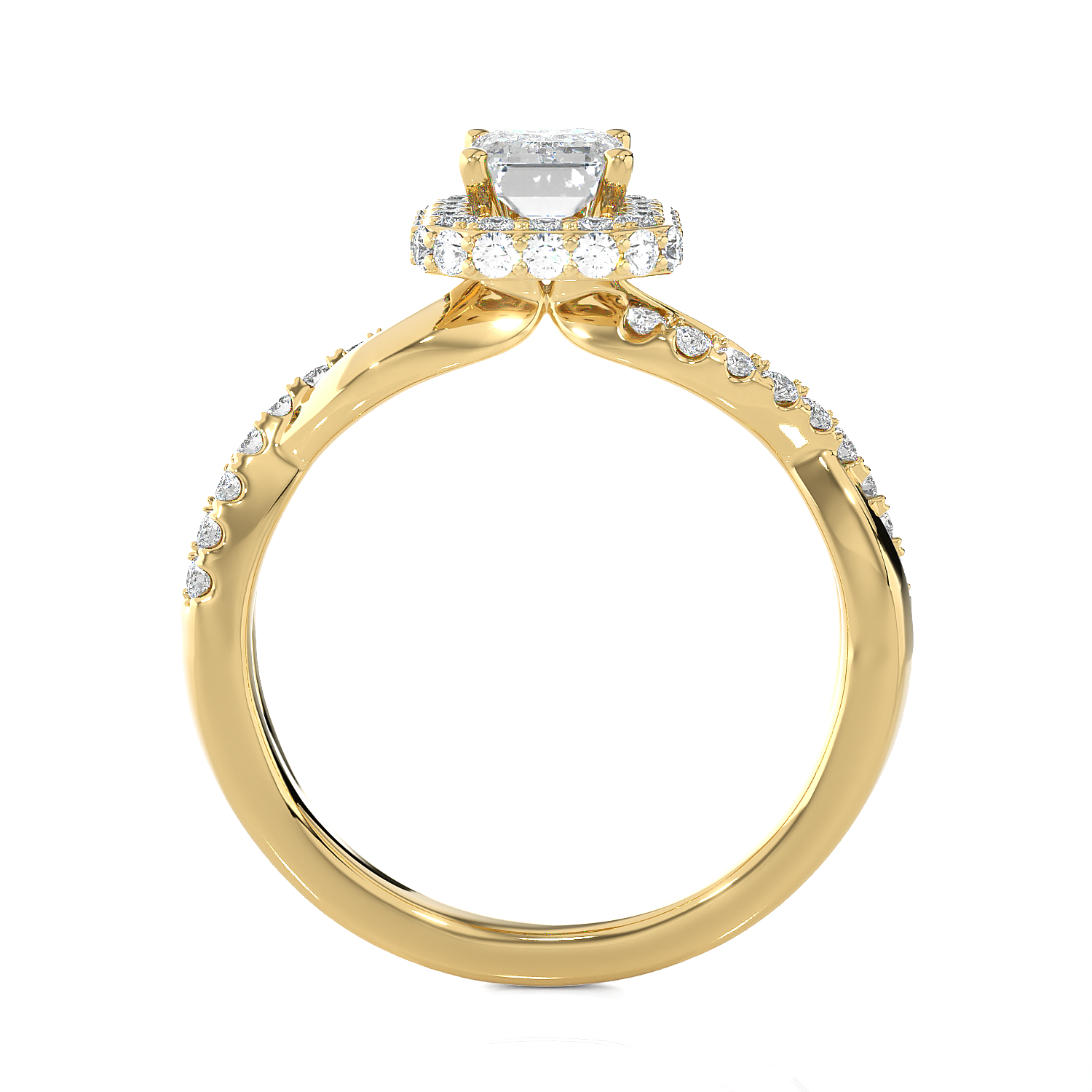 Emerald-Cut Lab Grown Diamond Halo Engagement Ring