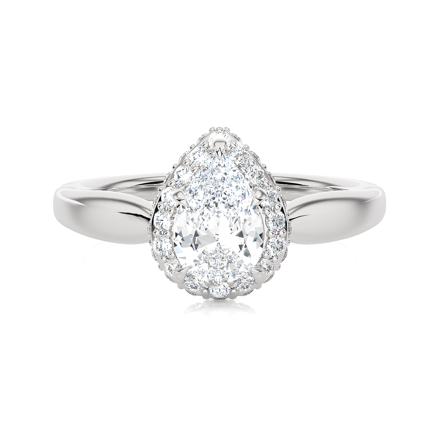 Pear-Shaped Lab Grown Diamond Halo Engagement Ring