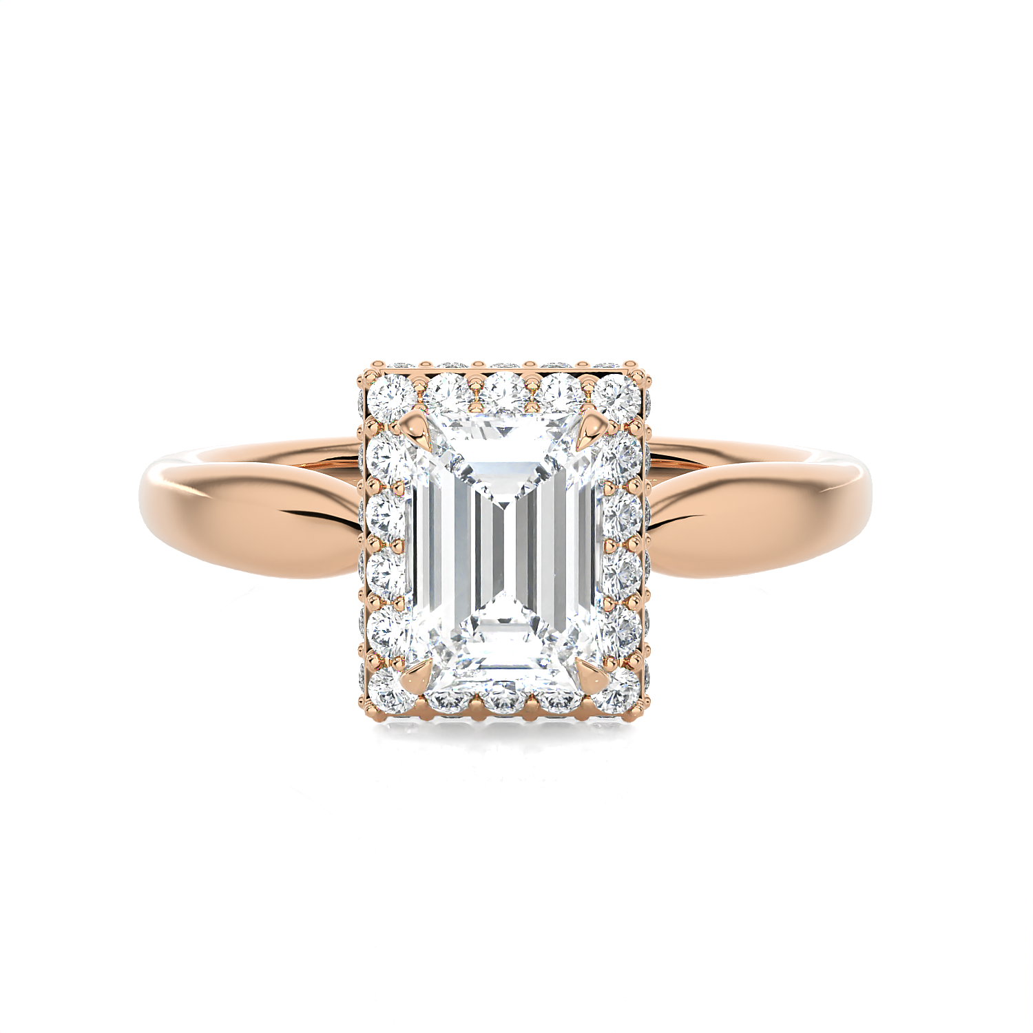 Emerald-Cut Lab Grown Diamond Halo Engagement Ring