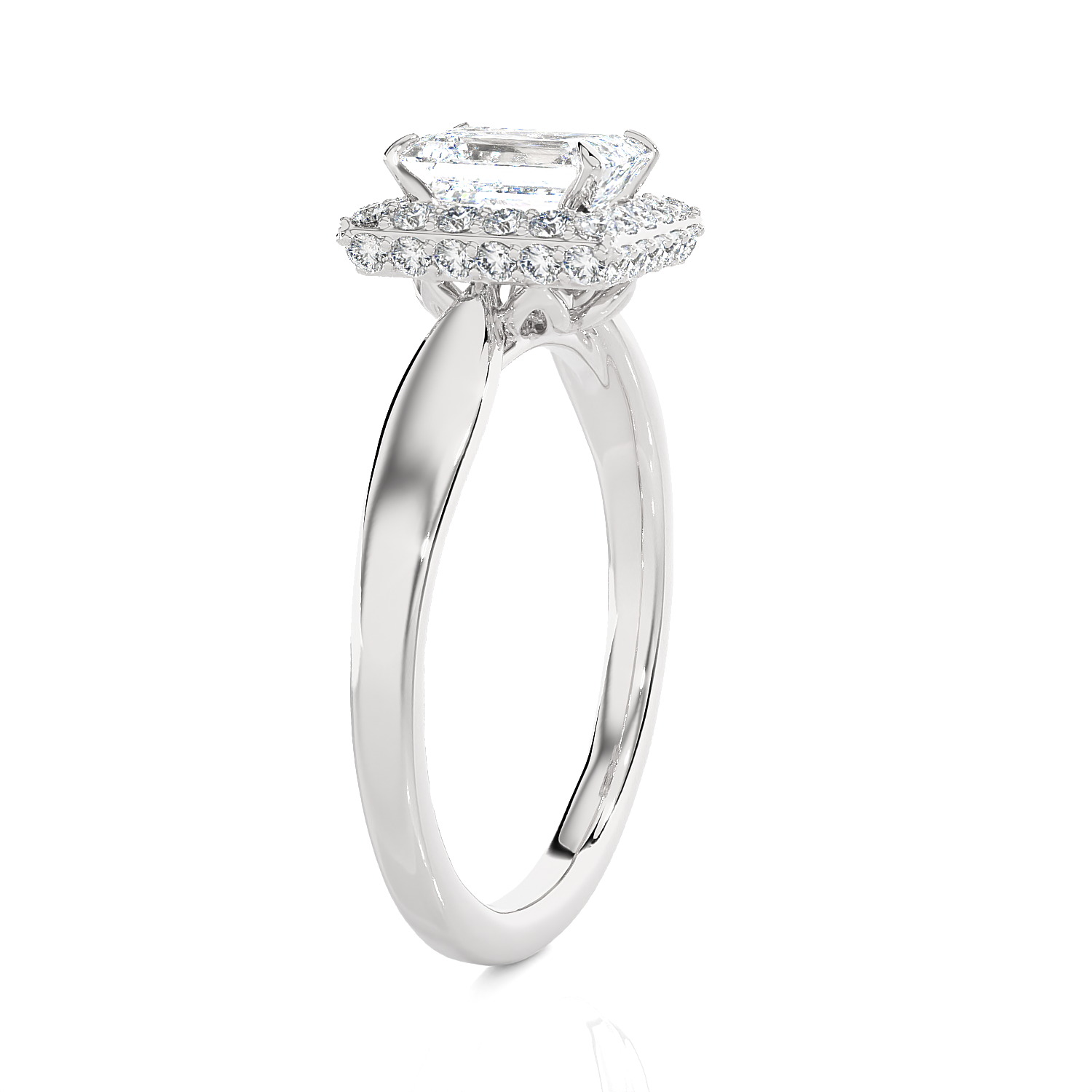 Emerald-Cut Lab Grown Diamond Halo Engagement Ring