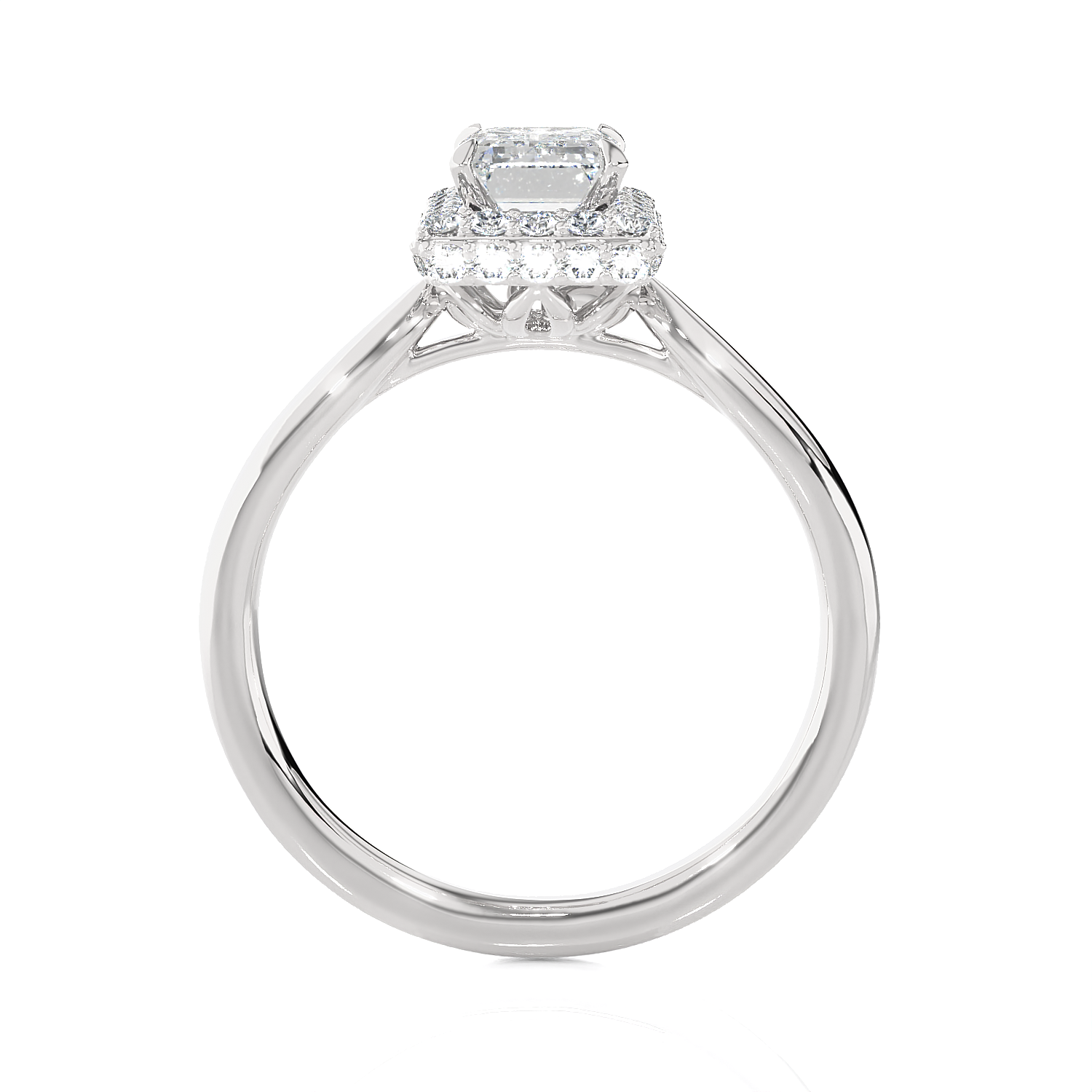 Emerald-Cut Lab Grown Diamond Halo Engagement Ring
