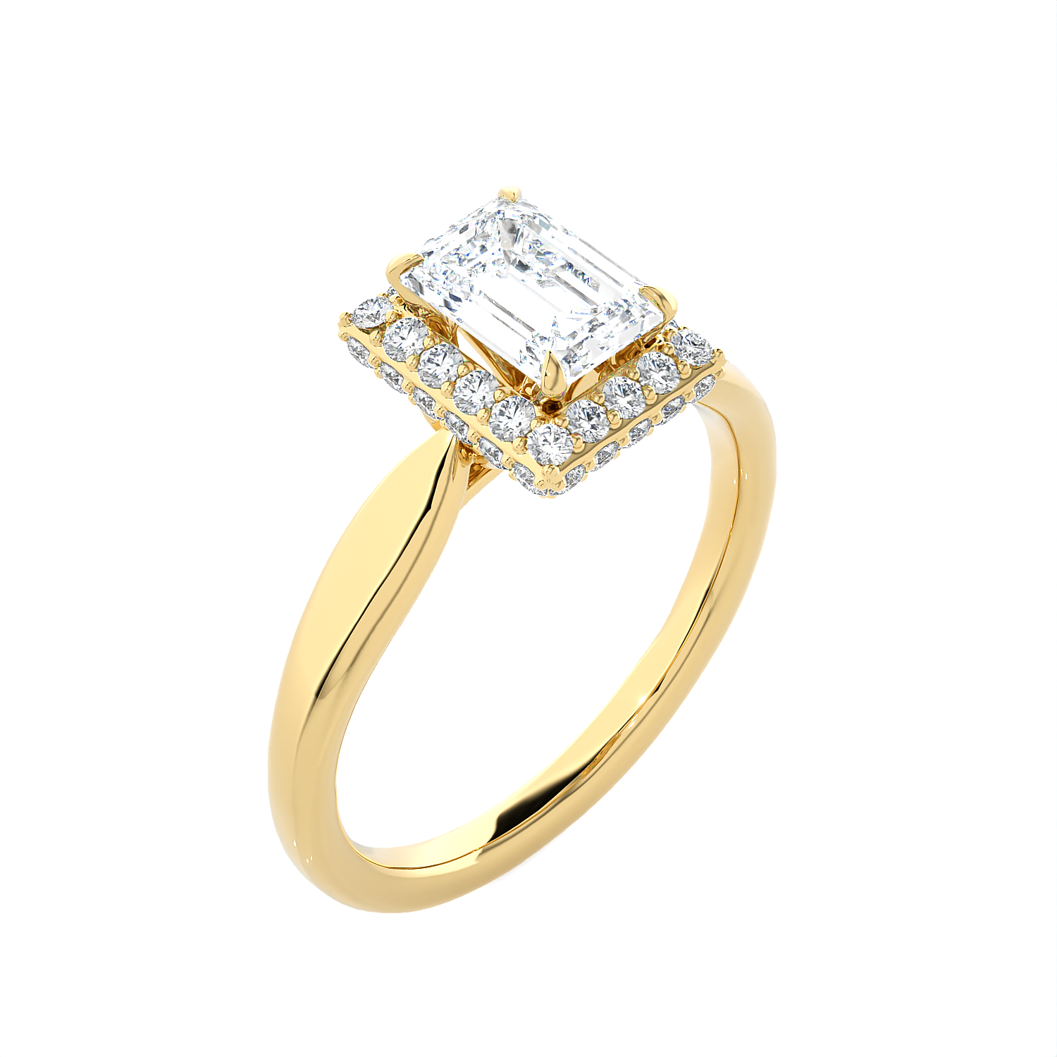 Emerald-Cut Lab Grown Diamond Halo Engagement Ring