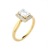 Emerald-Cut Lab Grown Diamond Halo Engagement Ring
