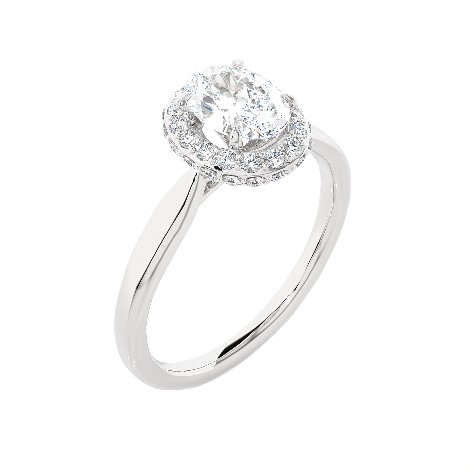 1 1/3 ctw Oval Lab Grown Diamond Halo Engagement Ring