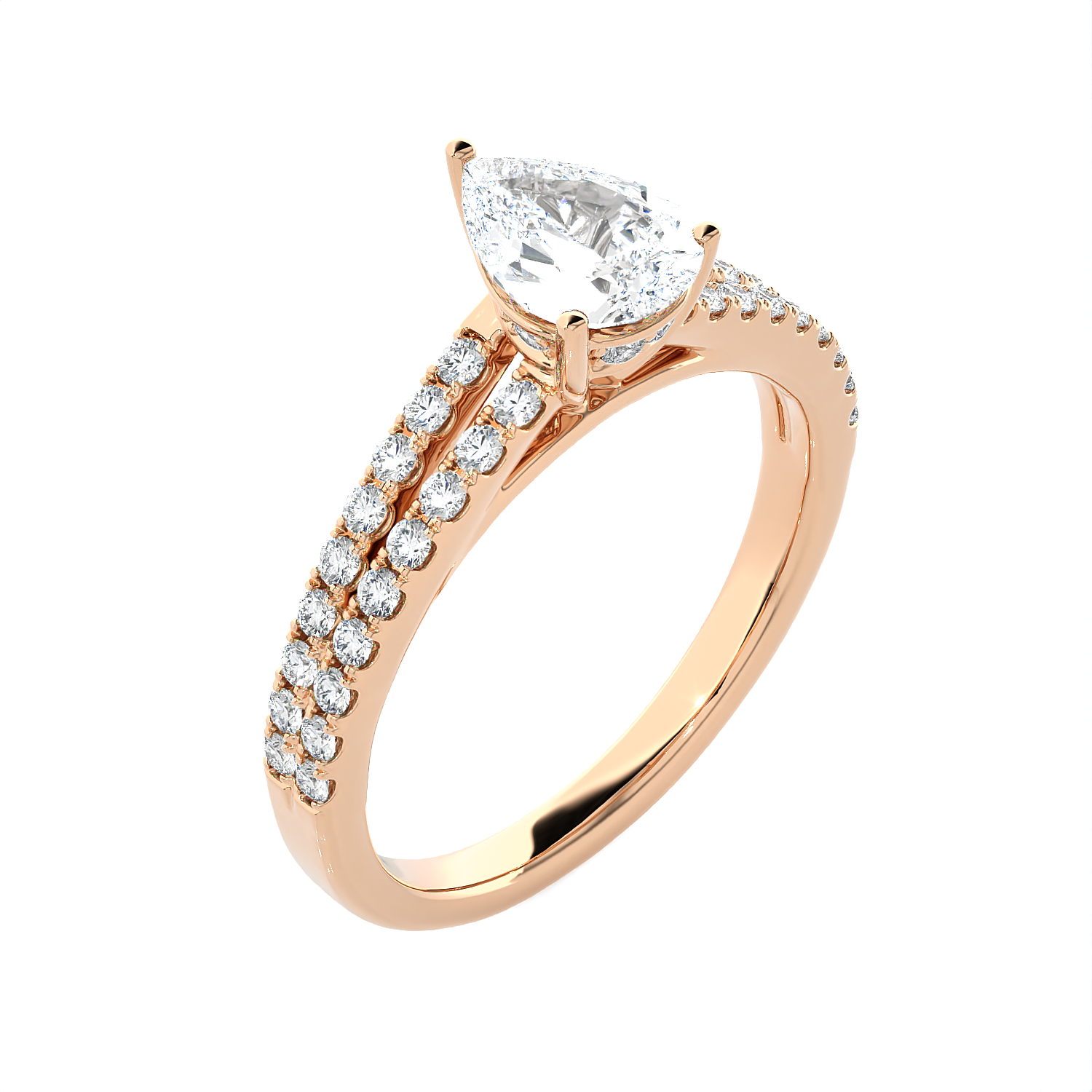 Pear-Shaped Lab Grown Diamond Side Stone Engagement Ring