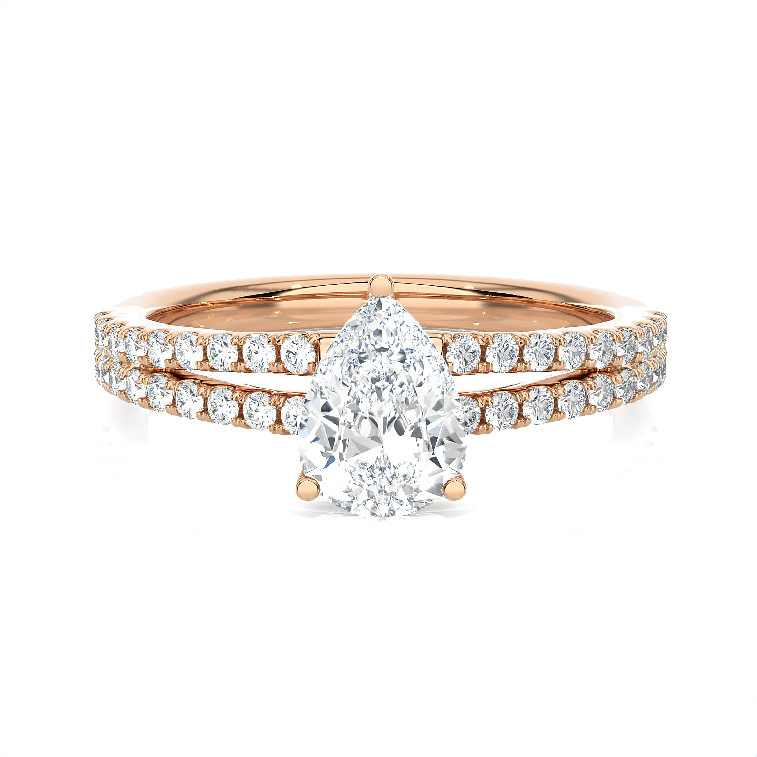 Pear-Shaped Lab Grown Diamond Side Stone Engagement Ring