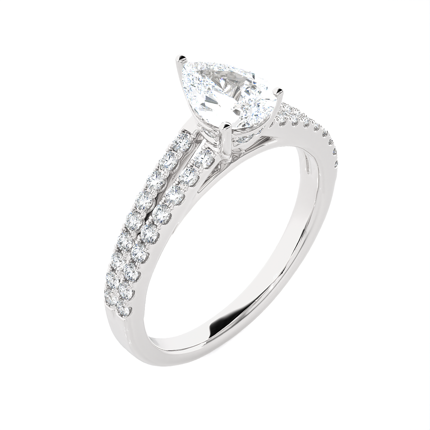 Pear-Shaped Lab Grown Diamond Side Stone Engagement Ring