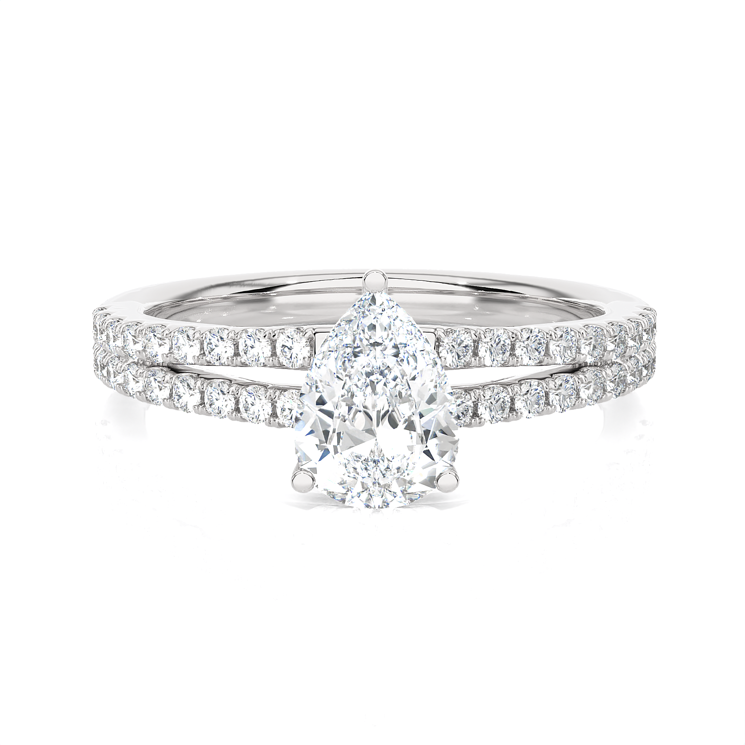 Pear-Shaped Lab Grown Diamond Side Stone Engagement Ring