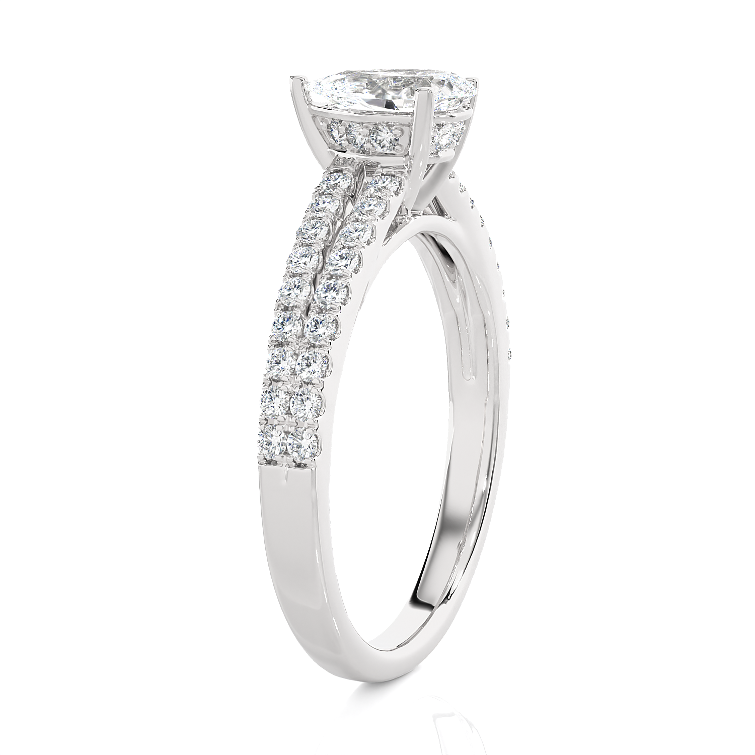 Pear-Shaped Lab Grown Diamond Side Stone Engagement Ring