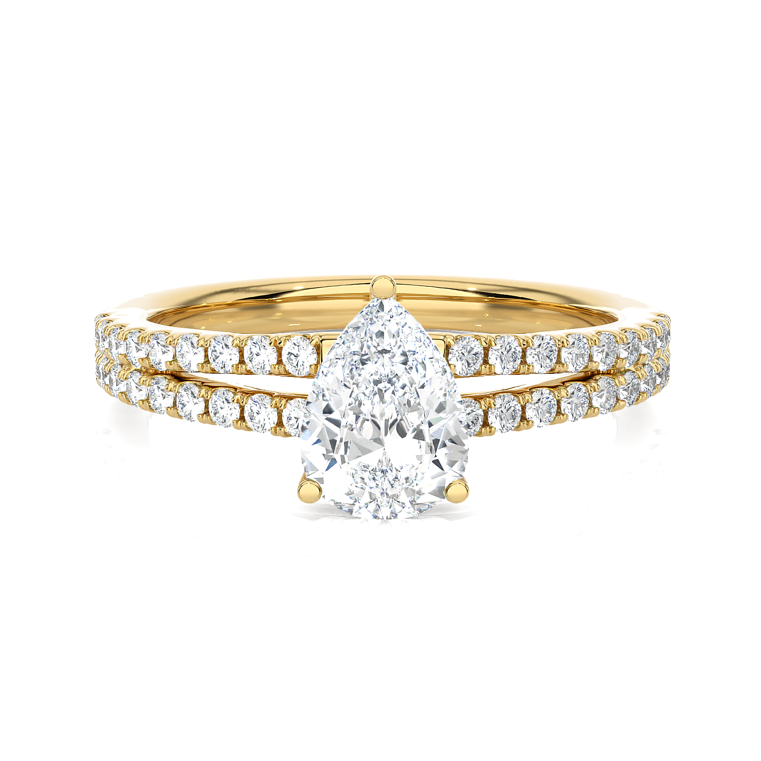 Pear-Shaped Lab Grown Diamond Side Stone Engagement Ring