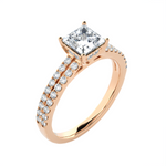 1 1/2 ctw Princess-Cut Lab Grown Diamond Side Stone Engagement Ring