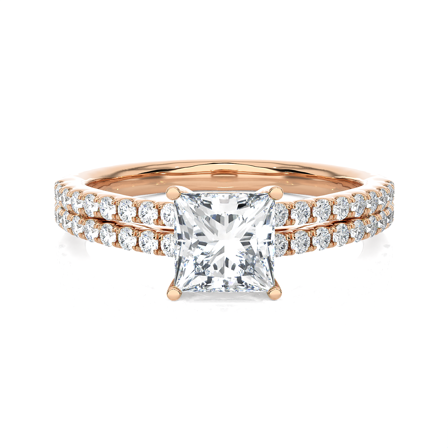 1 1/2 ctw Princess-Cut Lab Grown Diamond Side Stone Engagement Ring