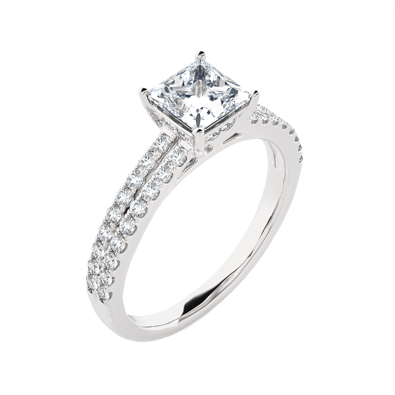 1 1/2 ctw Princess-Cut Lab Grown Diamond Side Stone Engagement Ring