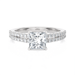 1 1/2 ctw Princess-Cut Lab Grown Diamond Side Stone Engagement Ring