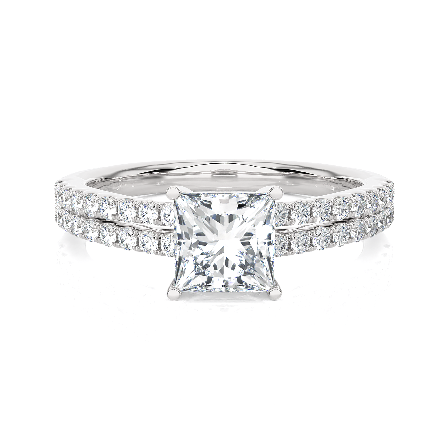 1 1/2 ctw Princess-Cut Lab Grown Diamond Side Stone Engagement Ring