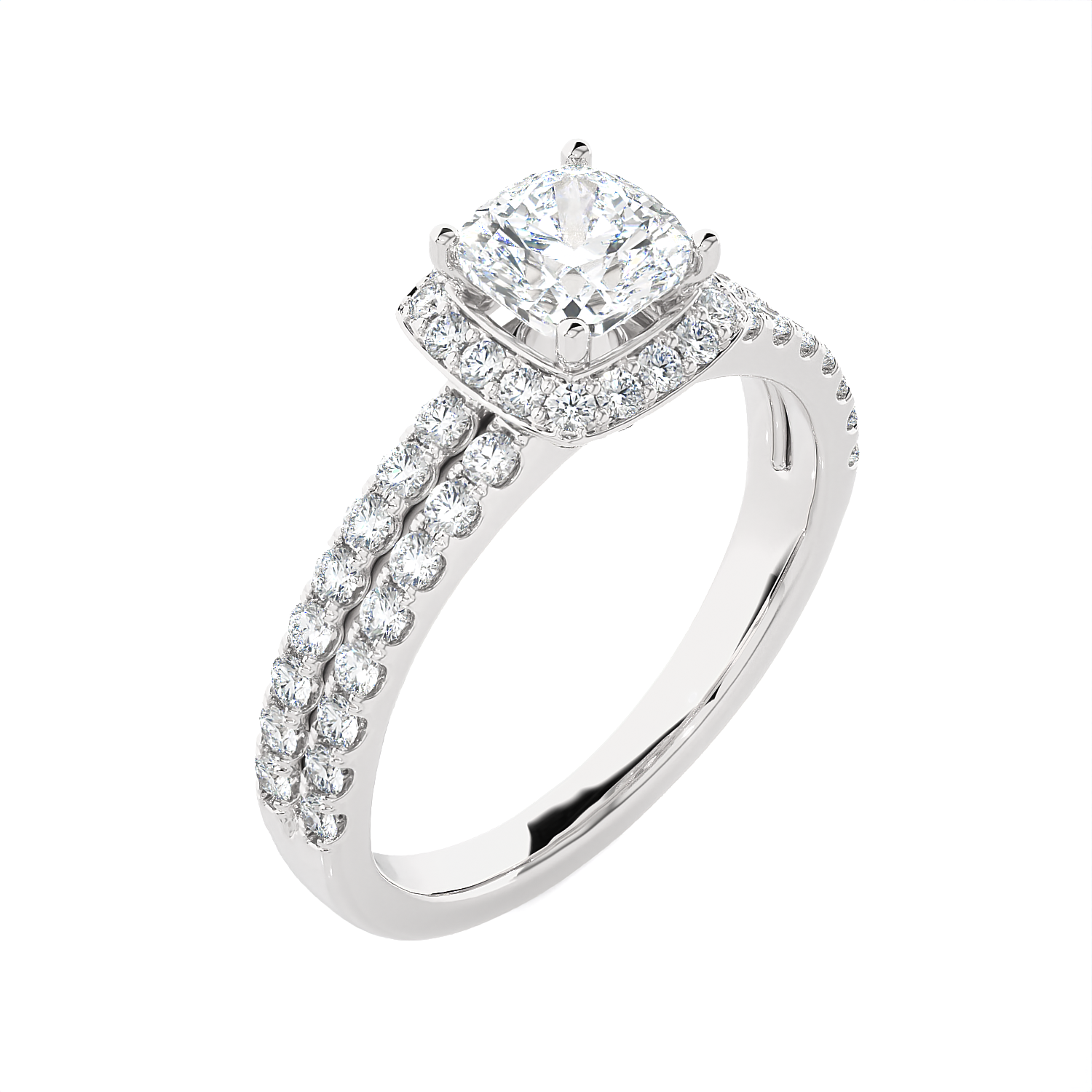 Emerald-Cut Lab Grown Diamond Halo Engagement Ring