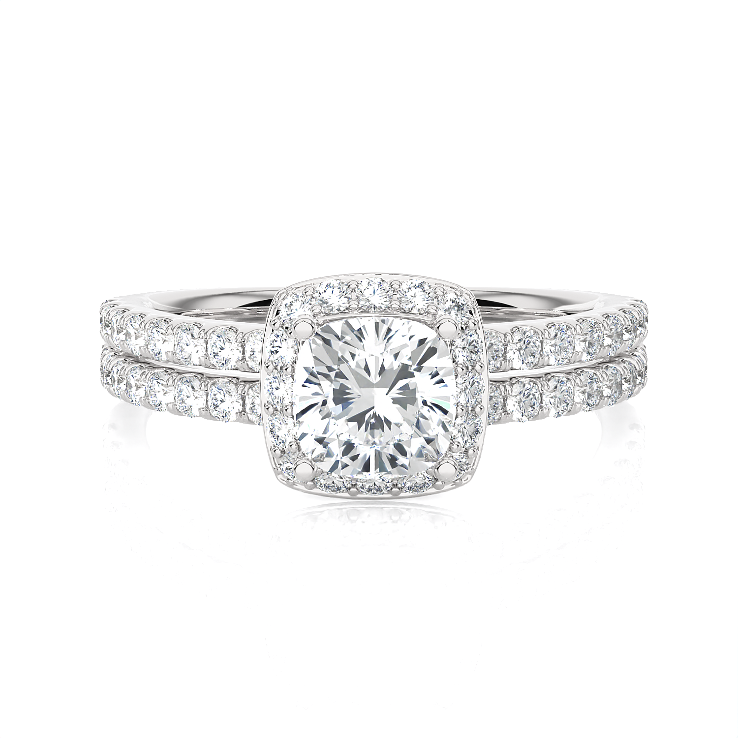 Emerald-Cut Lab Grown Diamond Halo Engagement Ring
