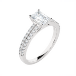 1 1/3 ctw Emerald-Cut Lab Grown Diamond Side Stone Engagement Ring