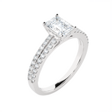 1 1/3 ctw Emerald-Cut Lab Grown Diamond Side Stone Engagement Ring