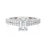 1 1/3 ctw Emerald-Cut Lab Grown Diamond Side Stone Engagement Ring