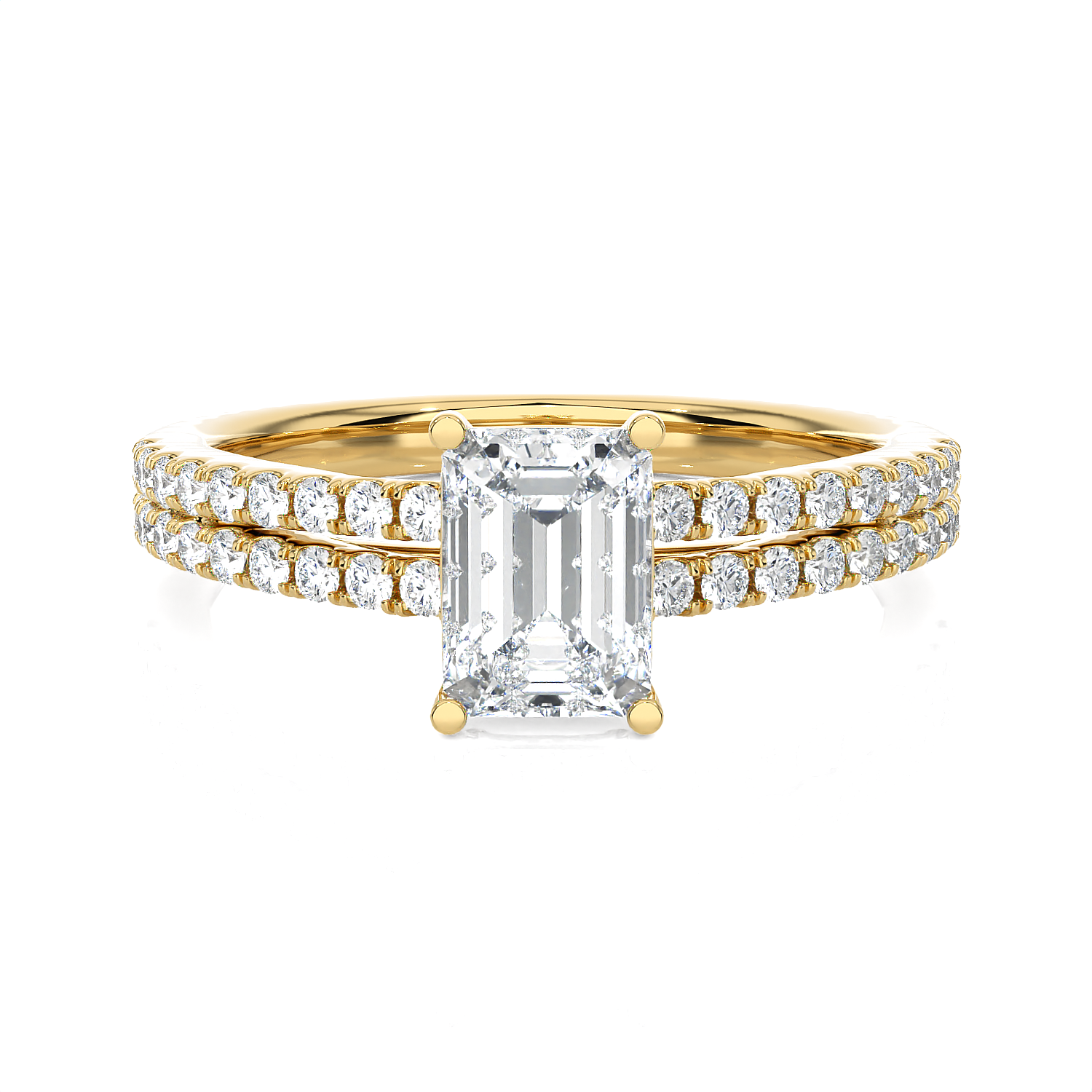 1 1/3 ctw Emerald-Cut Lab Grown Diamond Side Stone Engagement Ring